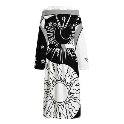 Sun And Moon Yin Yang Print Hooded Bathrobe