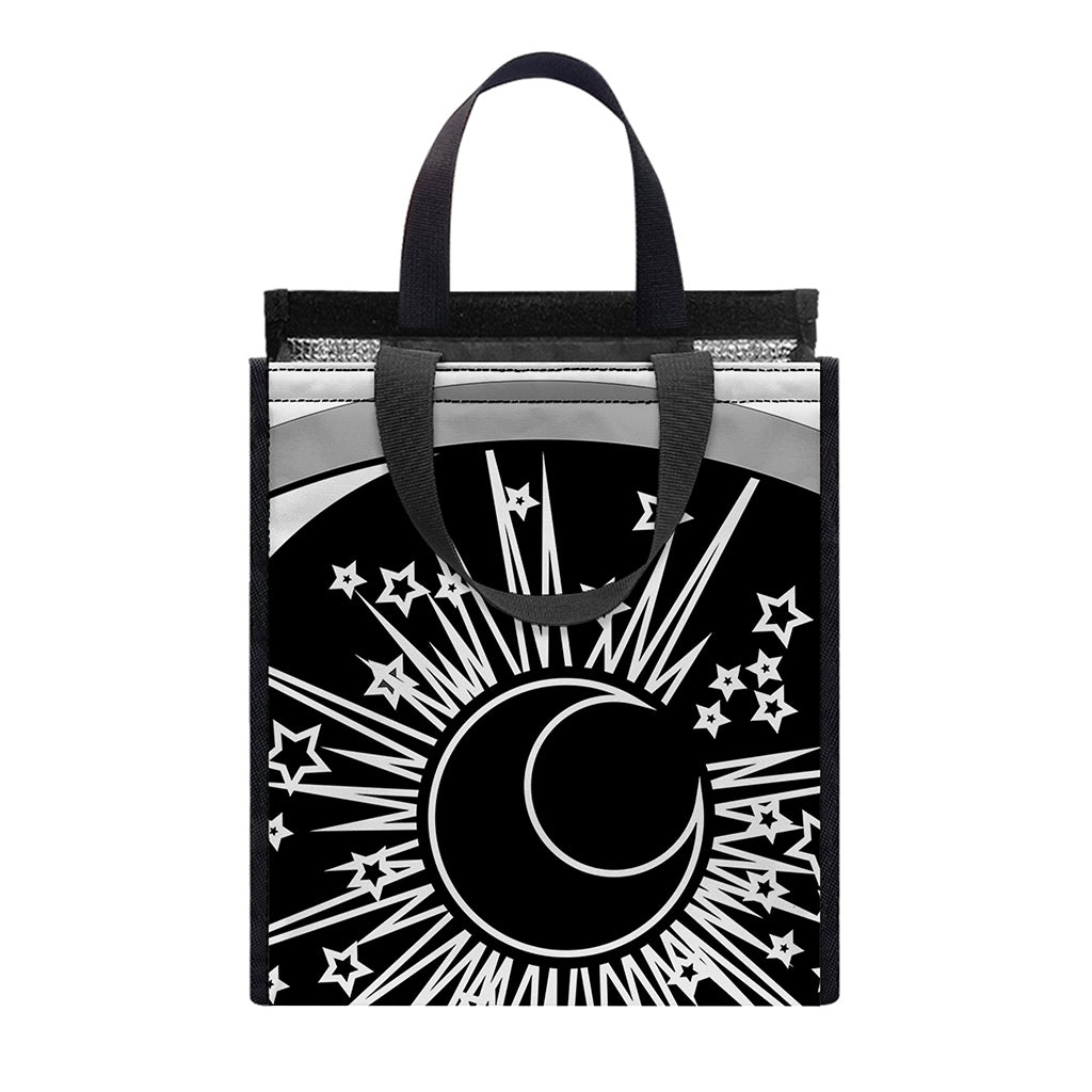 Sun And Moon Yin Yang Print Insulated Lunch Tote