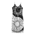 Sun And Moon Yin Yang Print Jersey Midi Cami Dress