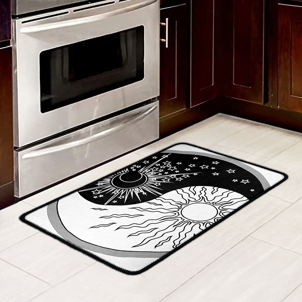 Sun And Moon Yin Yang Print Kitchen Mat