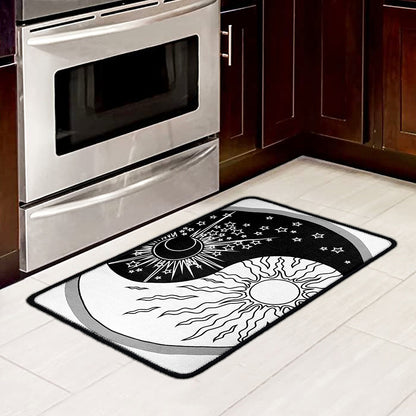 Sun And Moon Yin Yang Print Kitchen Mat
