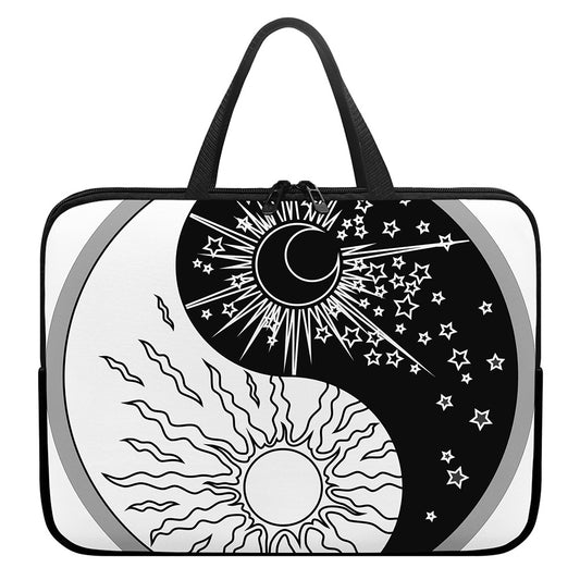 Sun And Moon Yin Yang Print Laptop Sleeve With Handle