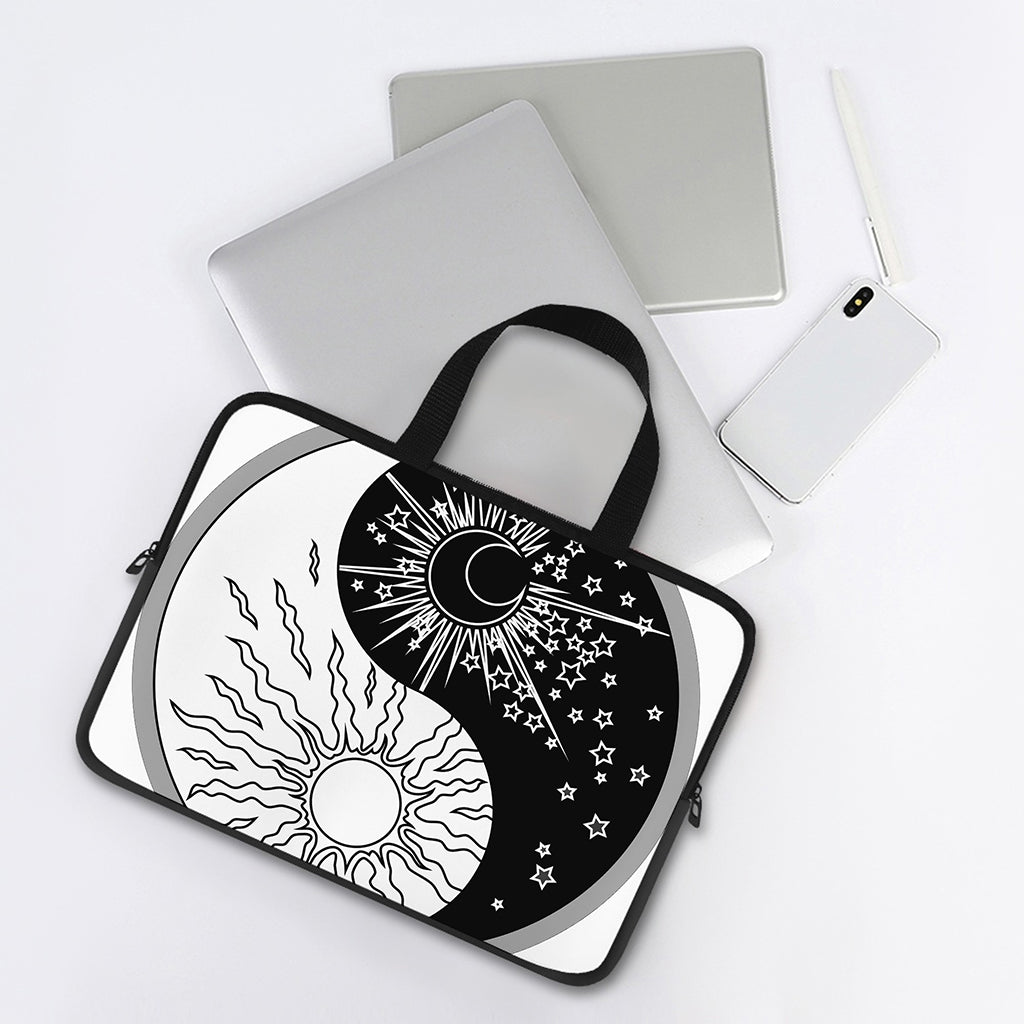Sun And Moon Yin Yang Print Laptop Sleeve With Handle
