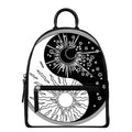 Sun And Moon Yin Yang Print Leather Backpack