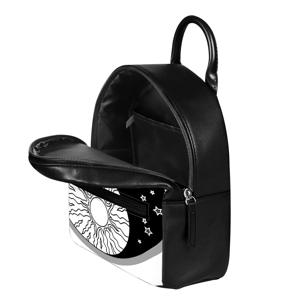 Sun And Moon Yin Yang Print Leather Backpack