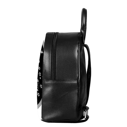 Sun And Moon Yin Yang Print Leather Backpack