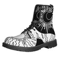 Sun And Moon Yin Yang Print Lace-Up Boots