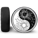 Sun And Moon Yin Yang Print Leather Spare Tire Cover