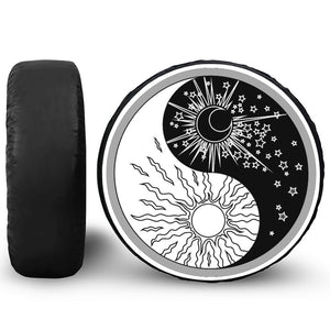 Sun And Moon Yin Yang Print Leather Spare Tire Cover