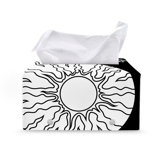 Sun And Moon Yin Yang Print Leather Tissue Box Cover