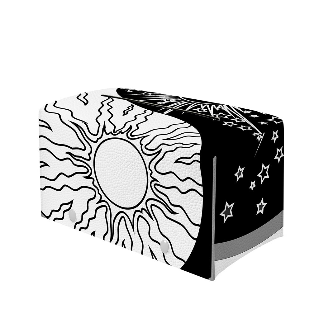 Sun And Moon Yin Yang Print Leather Tissue Box Cover