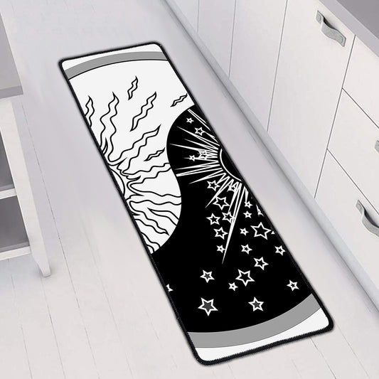 Sun And Moon Yin Yang Print Long Kitchen Mat