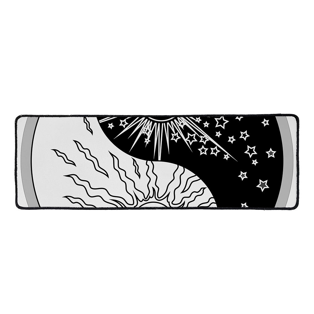 Sun And Moon Yin Yang Print Long Kitchen Mat
