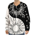 Sun And Moon Yin Yang Print Long Sleeve Baseball Jersey