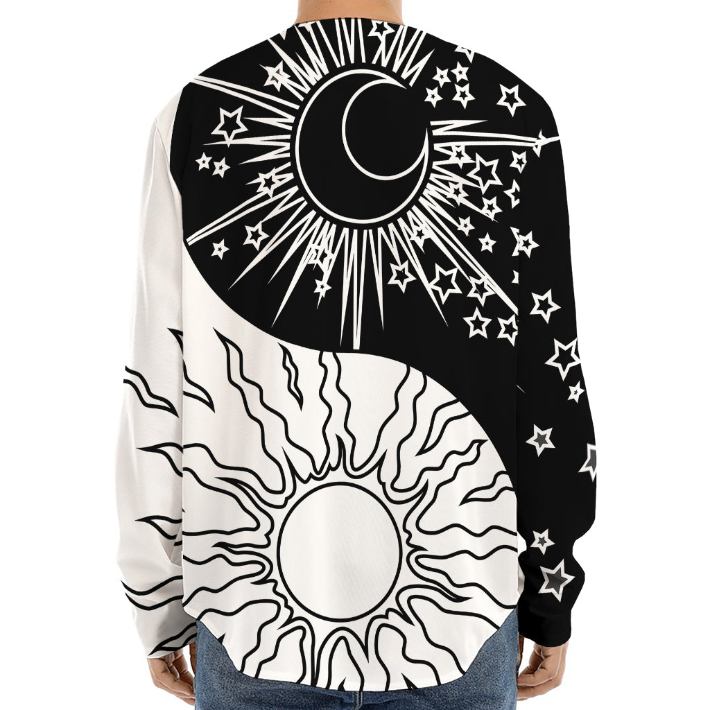 Sun And Moon Yin Yang Print Long Sleeve Baseball Jersey
