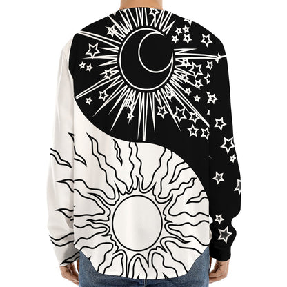Sun And Moon Yin Yang Print Long Sleeve Baseball Jersey