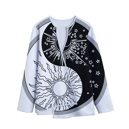 Sun And Moon Yin Yang Print Long Sleeve Short Coat