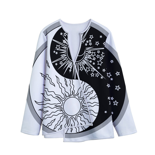 Sun And Moon Yin Yang Print Long Sleeve Short Coat