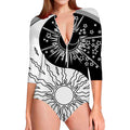 Sun And Moon Yin Yang Print Long Sleeve Swimsuit