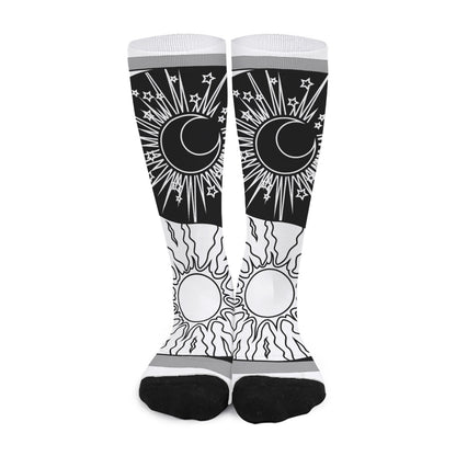 Sun And Moon Yin Yang Print Long Socks