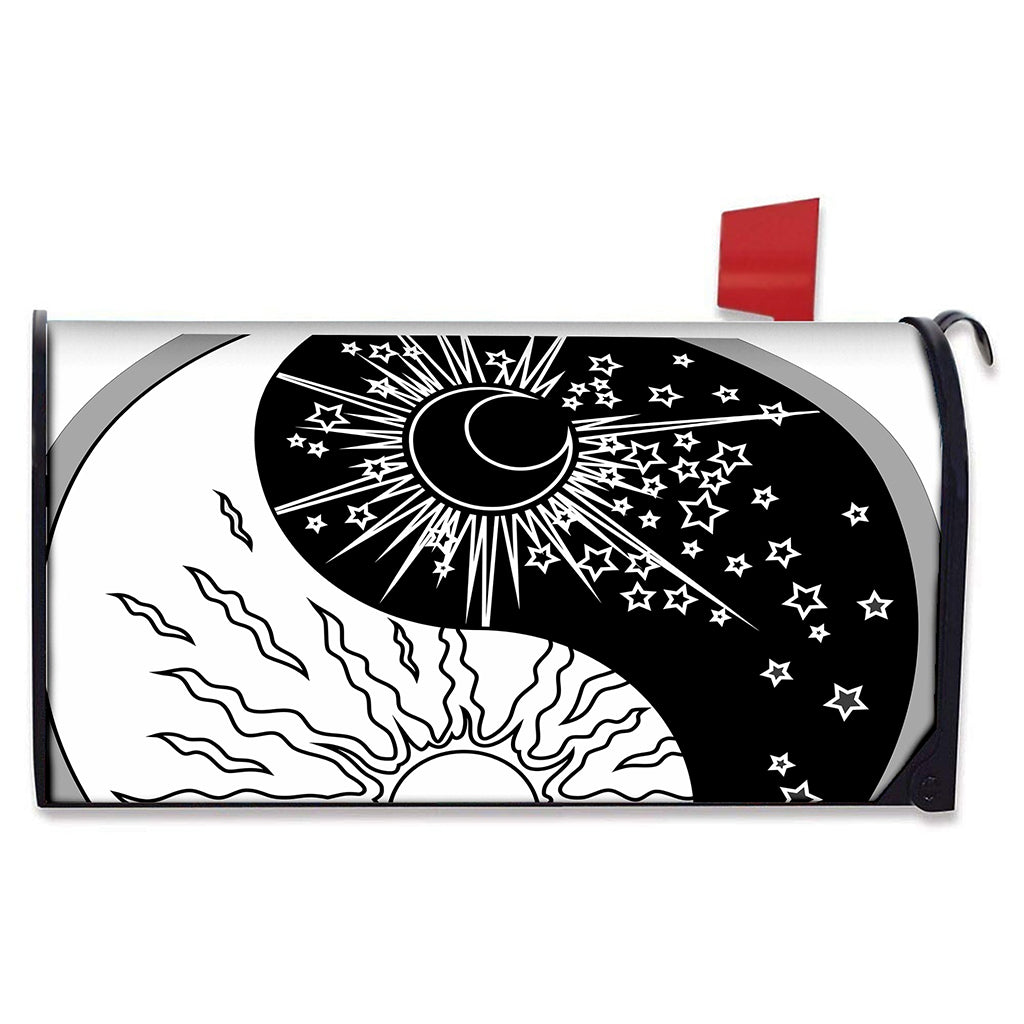 Sun And Moon Yin Yang Print Mailbox Cover