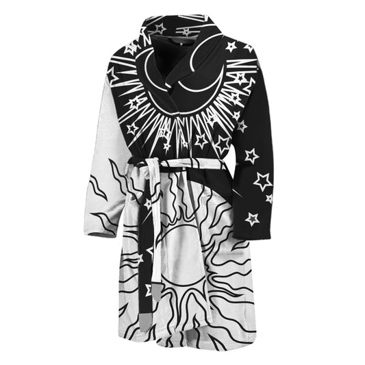 Sun And Moon Yin Yang Print Men's Bathrobe