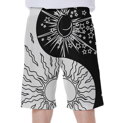 Sun And Moon Yin Yang Print Men's Beach Shorts