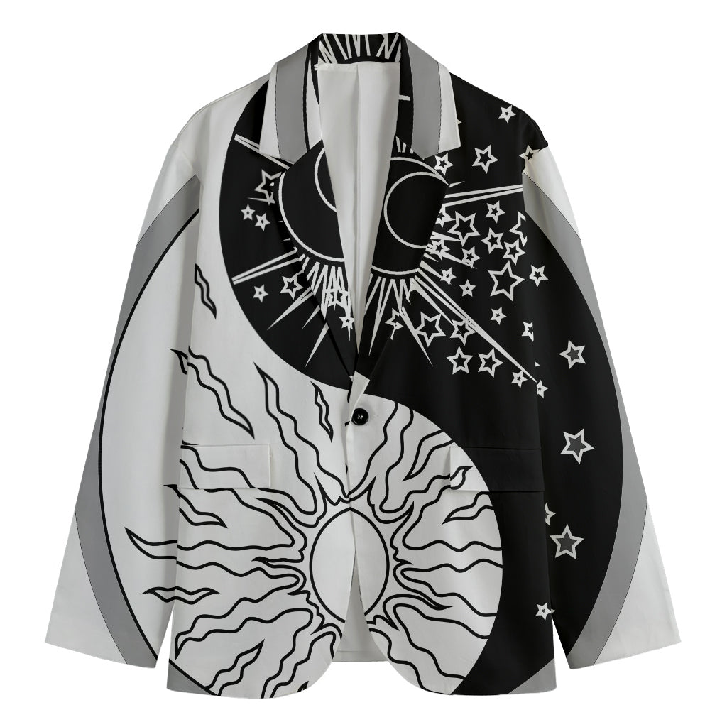 Sun And Moon Yin Yang Print Men's Blazer