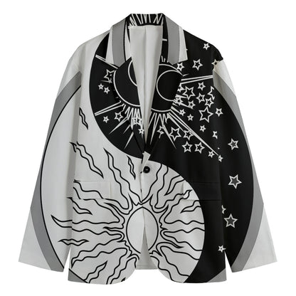 Sun And Moon Yin Yang Print Men's Blazer