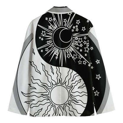 Sun And Moon Yin Yang Print Men's Blazer