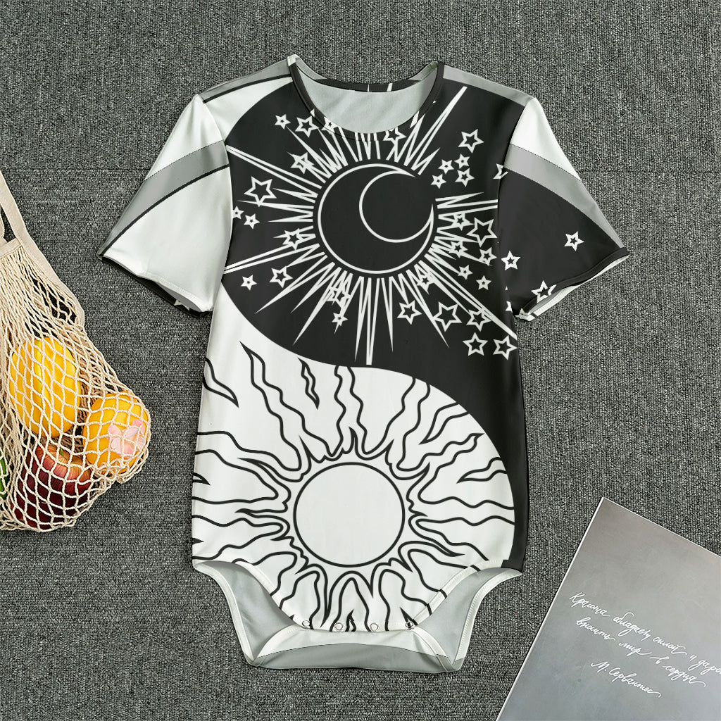 Sun And Moon Yin Yang Print Men's Bodysuit