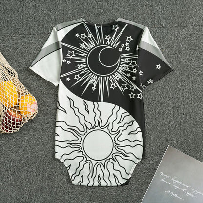 Sun And Moon Yin Yang Print Men's Bodysuit