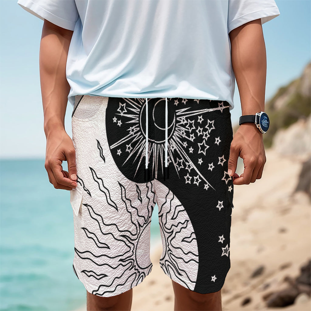 Sun And Moon Yin Yang Print Men's Cargo Shorts