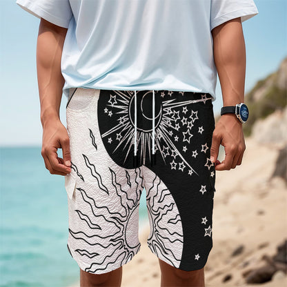 Sun And Moon Yin Yang Print Men's Cargo Shorts