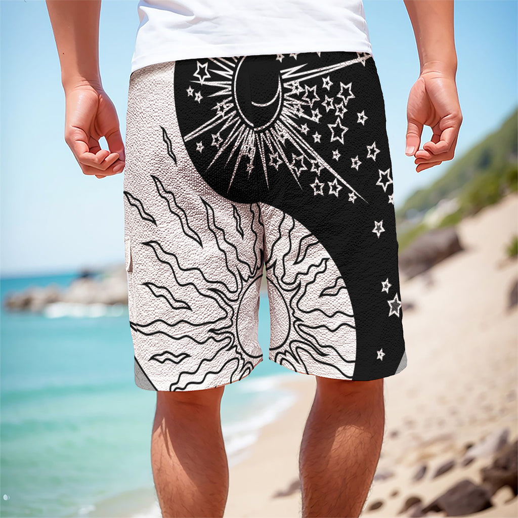 Sun And Moon Yin Yang Print Men's Cargo Shorts