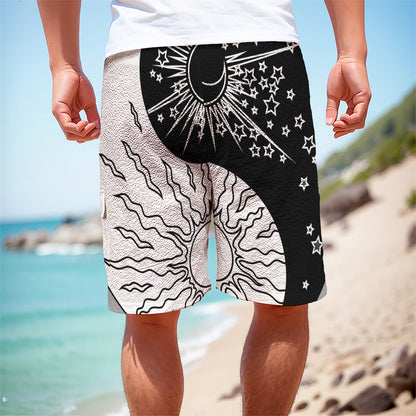 Sun And Moon Yin Yang Print Men's Cargo Shorts