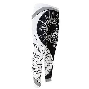 Sun And Moon Yin Yang Print Men's Compression Pants