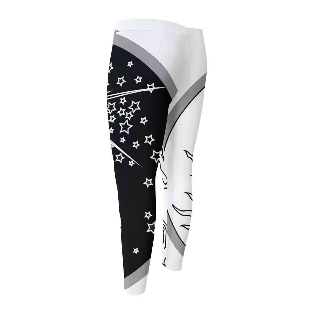 Sun And Moon Yin Yang Print Men's Compression Pants