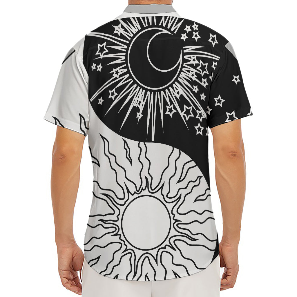 Sun And Moon Yin Yang Print Men's Deep V-Neck Shirt