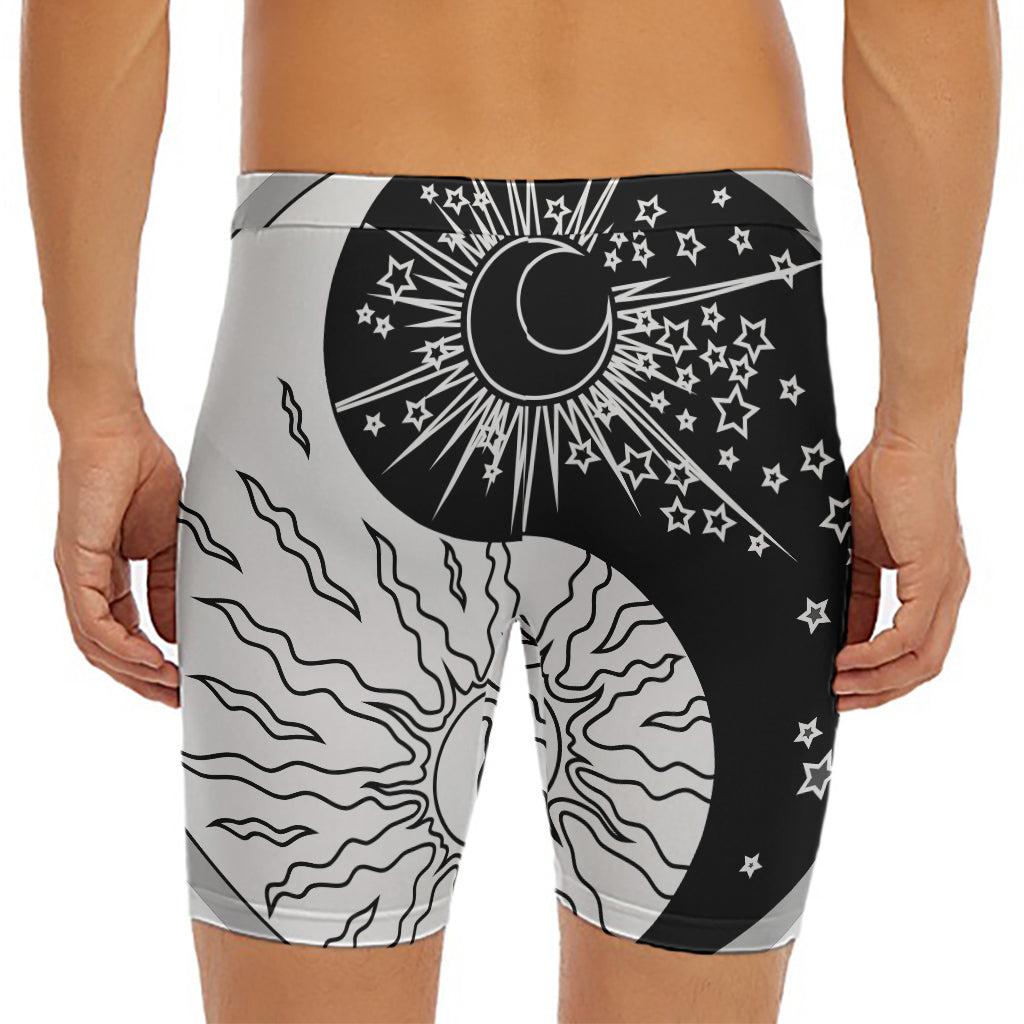 Sun And Moon Yin Yang Print Men's Long Boxer Briefs