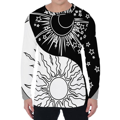 Sun And Moon Yin Yang Print Men's Long Sleeve T-Shirt