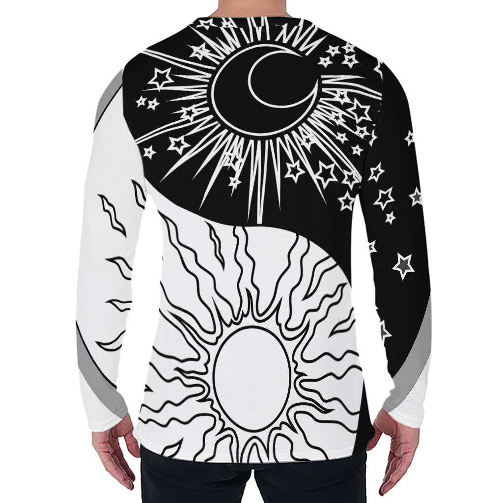 Sun And Moon Yin Yang Print Men's Long Sleeve T-Shirt