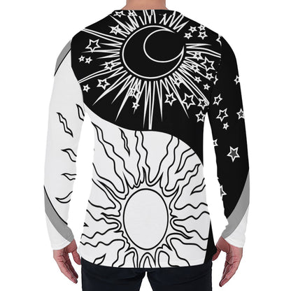 Sun And Moon Yin Yang Print Men's Long Sleeve T-Shirt