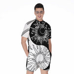 Sun And Moon Yin Yang Print Men's Rompers