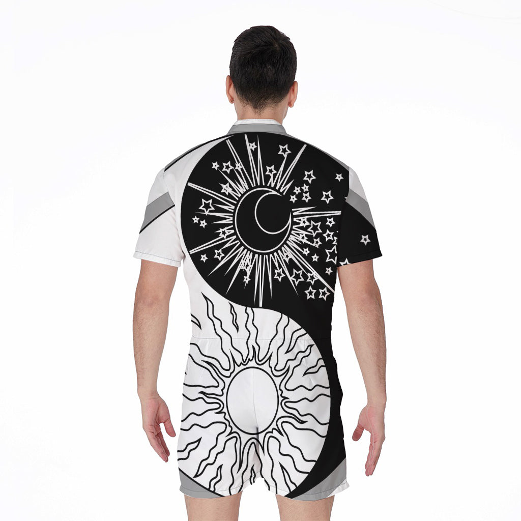 Sun And Moon Yin Yang Print Men's Rompers