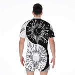 Sun And Moon Yin Yang Print Men's Rompers