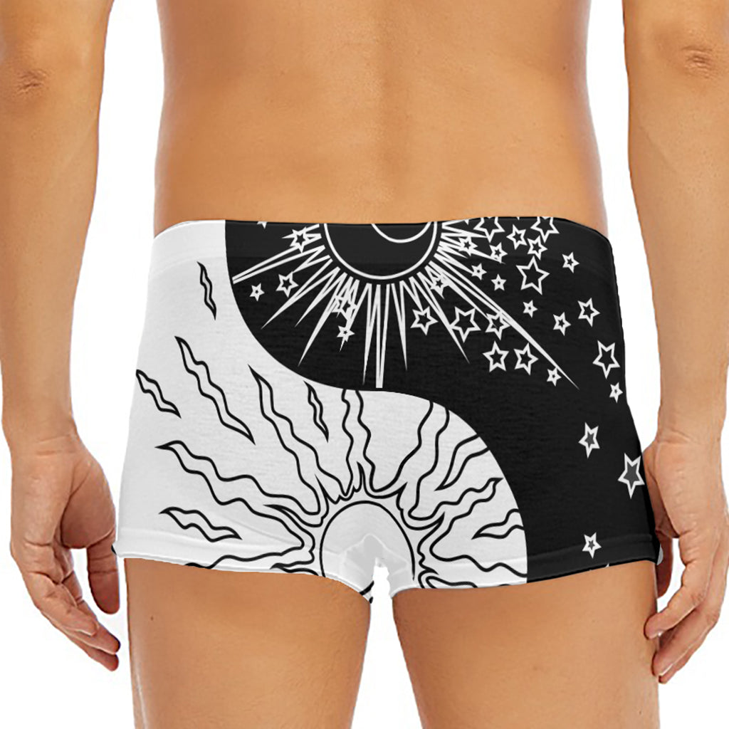 Sun And Moon Yin Yang Print Men's Short Boxer Briefs