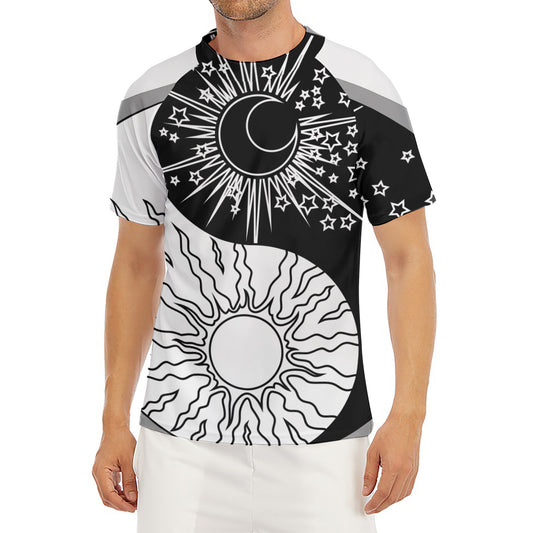 Sun And Moon Yin Yang Print Men's Short Sleeve Rash Guard