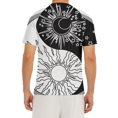 Sun And Moon Yin Yang Print Men's Short Sleeve Rash Guard