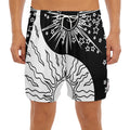 Sun And Moon Yin Yang Print Men's Split Running Shorts